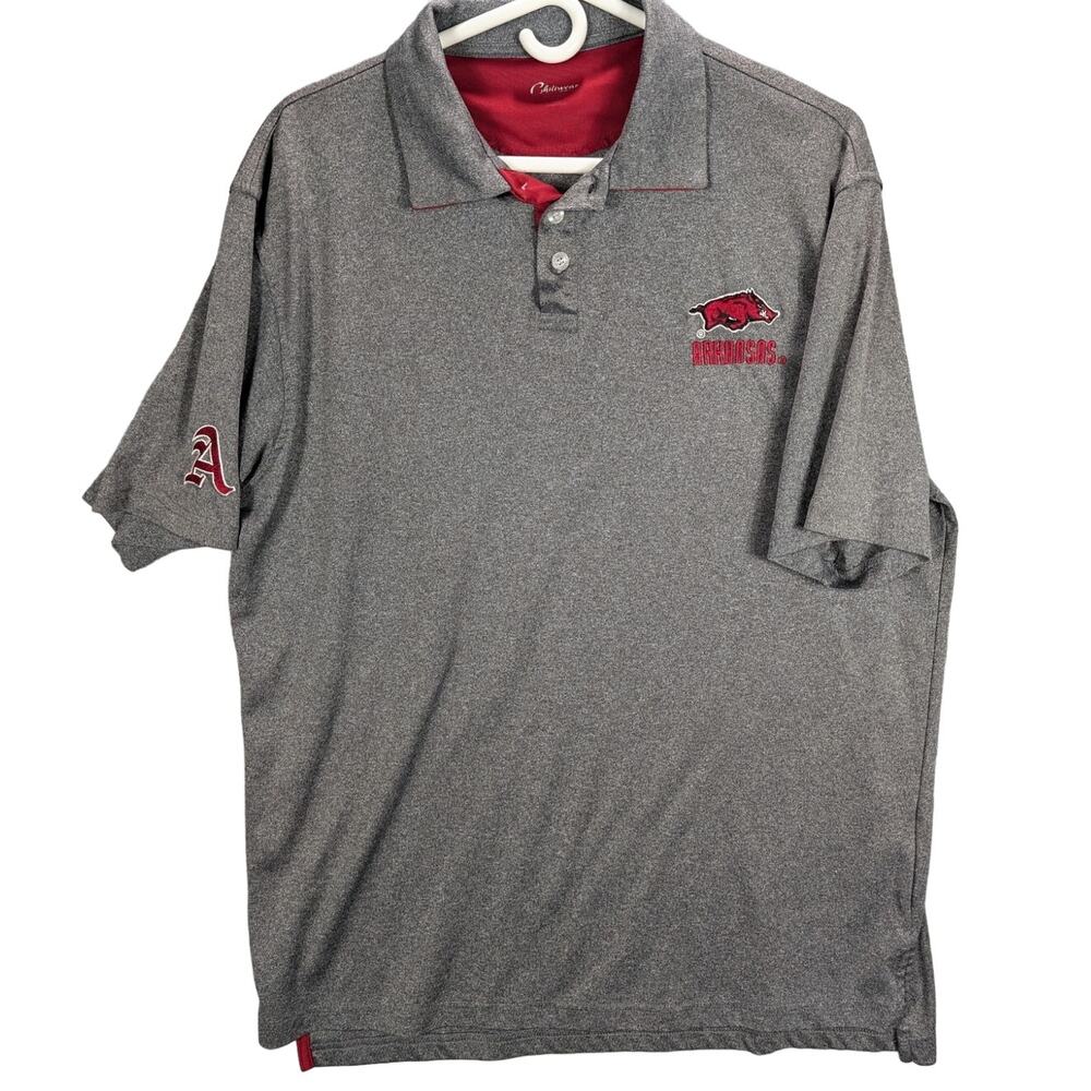 Razorbacks Shirt Mens Extra Large Gray University of Arkansas Polo Hogs Preppy